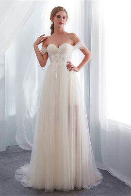 Robe de mariée manche nulle jusqu'au sol textile en tulle charme charmeuse