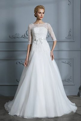 Robe de mariée ligne a avec sans manches belle avec décoration dentelle en 1/2 manche