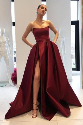 Robe de soirée de bustier en satin noble de mode de bal naturel