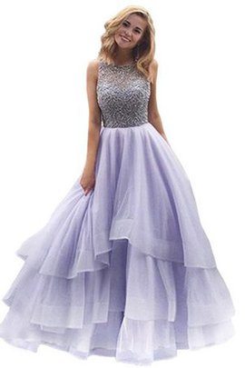 Robe de quinceanera naturel col u profond de mode de bal avec perle en organza