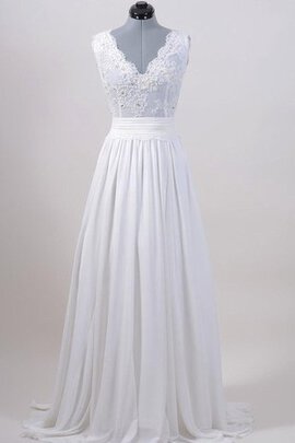 Robe de mariée facile avec nœud à boucles en plage avec chiffon manche nulle