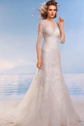 Robe de mariée discrete romantique de traîne courte appliques trou de serrure