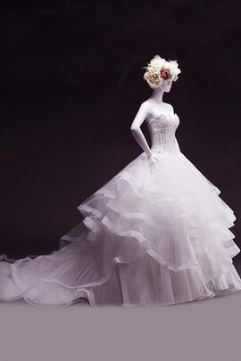 Robe de mariée textile en tulle de col en cœur avec perle ligne a longueur au ras du sol