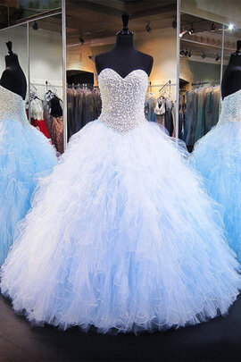 Robe de quinceanera a salle intérieure de princesse cordon élégant avec perle