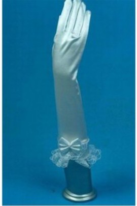 Taffetas Hem dentelle blanc Chic | Gants de mariée modernes
