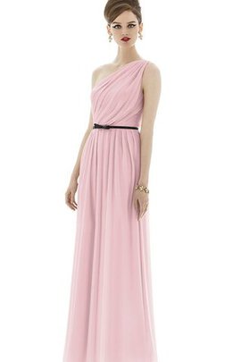 Robe demoiselle d'honneur longue ceinture avec chiffon d'épaule asymétrique avec nœud