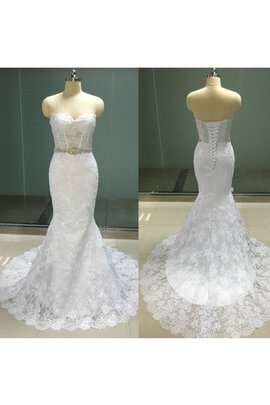 Robe de mariée modeste naturel nature ceinture avec perle col en forme de cœur