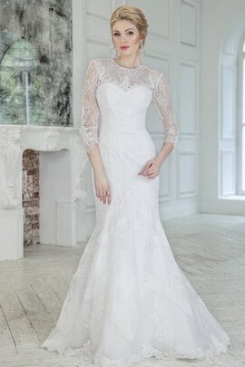 Robe de mariée modeste delicat trou serre col ras du cou de traîne courte