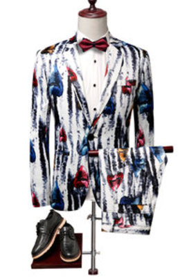 Slim fit costumes imprimé costume costume homme mariage fête streetwear réunion