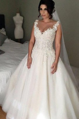 Robe de mariée cordon en tulle fascinant avec décoration dentelle de traîne moyenne