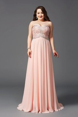 Robe de bal naturel de traîne courte avec perle en chiffon fermeutre eclair