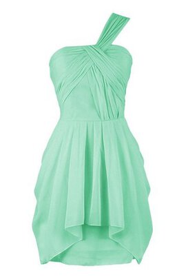 Robe demoiselle d'honneur naturel avec chiffon ruché ligne a d'épaule asymétrique