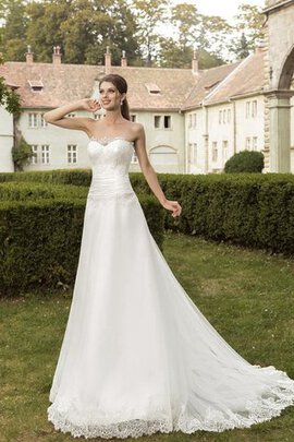 Robe de mariée cordon de traîne courte de col en cœur avec sans manches appliques