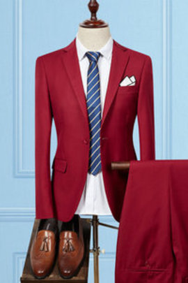 Affaires blazers boutique 2 pièces veste + pantalon costumes hommes couleur rouge