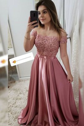 Robe de soirée d'epaule ecrite decoration en fleur gracieux a-ligne de princesse