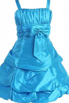 Robe cortège fille plissé en taffetas a-ligne manche nulle avec nœud à boucles