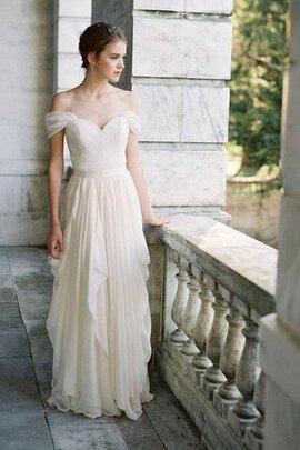 Robe de mariée luxueux avec chiffon de lotus de traîne courte ligne a