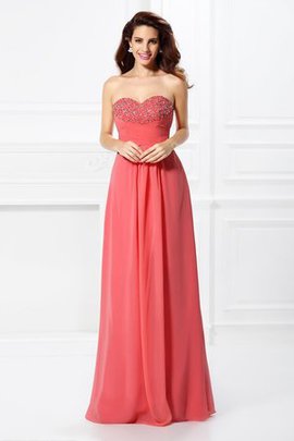 Robe de soirée longue jusqu'au sol avec chiffon avec perle ligne a