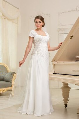 Robe de mariée longue longueru au niveau de sol avec chiffon ligne a encolure en carré