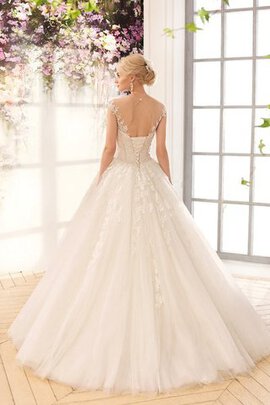 Robe de mariée naturel de mode de bal avec décoration dentelle v encolure jusqu'au sol