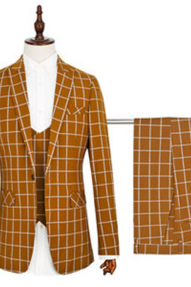 Plaid smoking 3 pièces costumes haute qualité hommes slim fit dernier modèle