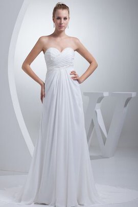 Robe de mariée longue plissé sans ceinture longueru au niveau de sol a-ligne