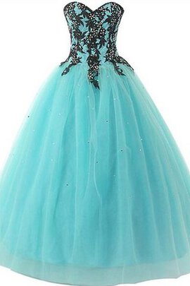 Robe de quinceanera en tulle manche nulle avec zip de mode de bal col en forme de cœur