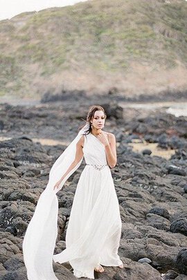 Robe de mariée fourchure latérale jusqu'au sol a-ligne fermeutre eclair au bord de la mer
