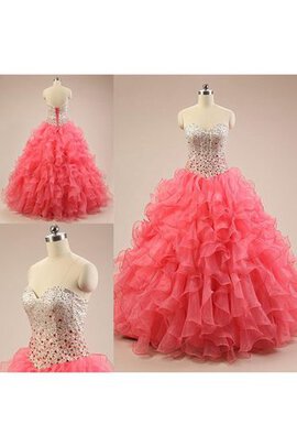 Robe de quinceanera longue eclaté de col en cœur en organza de mode de bal