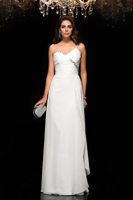 Robe de bal longue avec perle avec chiffon d'épaule asymétrique a-ligne