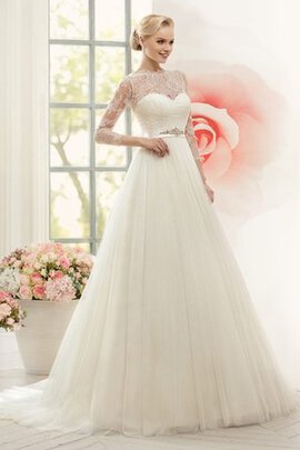 Robe de mariée delicat ceinture longueur au ras du sol de col entaillé boutonné