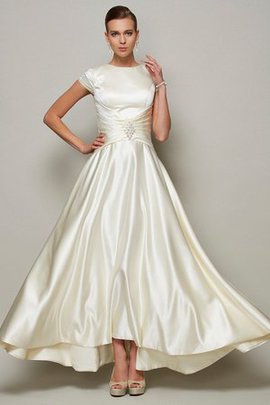 Robe mère de mariée naturel en satin col u profond avec manche courte de princesse