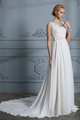 Robe de mariée de princesse joli de traîne moyenne avec chiffon a-ligne