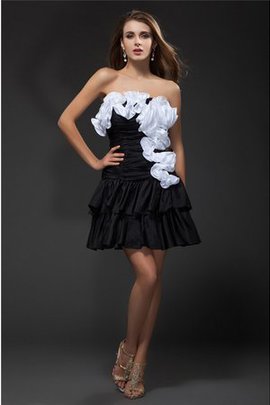 Robe de cocktail courte ligne a de bustier fermeutre eclair textile taffetas