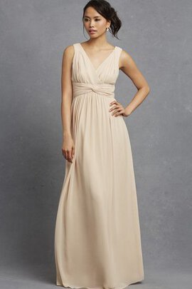 Robe demoiselle d'honneur mode avec sans manches ruché v encolure en chiffon