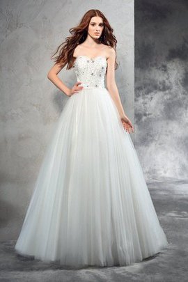 Robe de mariée de princesse manche nulle longueur au ras du sol avec perle ligne a