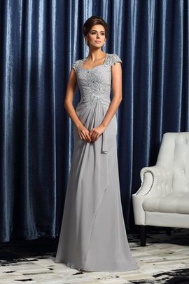 Robe mère de mariée longue avec zip appliques avec manche courte de col en cœur