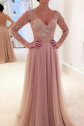 Robe de bal romantique sexy décolleté dans le dos de col en v a-ligne