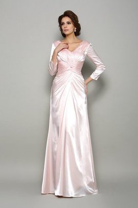 Robe mère de mariée longue a-ligne fermeutre eclair satin comme soie ruché