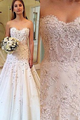 Robe de mariée naturel de princesse avec sans manches a-ligne col en forme de cœur