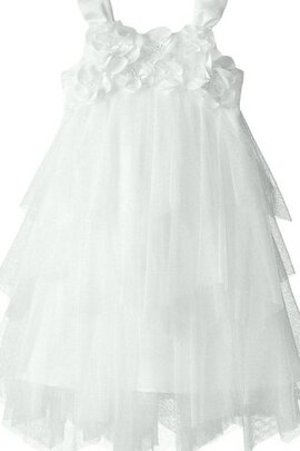 Robe cortège fille avec fleurs avec nœud ligne a textile en tulle manche nulle