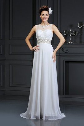 Robe de mariée longue avec chiffon de lotus de traîne mi-longue fermeutre eclair