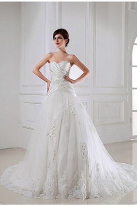 Robe de mariée en satin a-ligne cordon textile en tulle de princesse