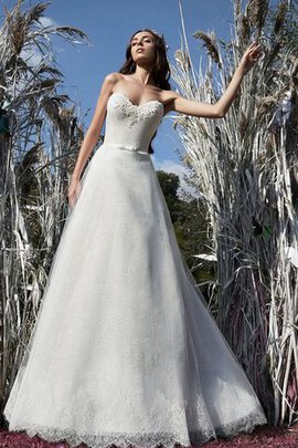 Robe de mariée naturel jusqu'au sol manche nulle ceinture en étoffe appliques