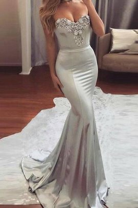 Robe de bal romantique sexy plissé avec perle fermeutre eclair