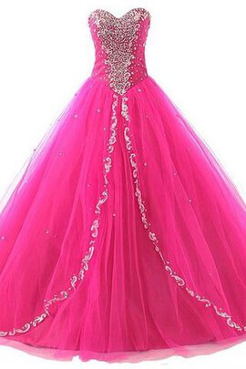 Robe de quinceanera longue de mode de bal en tulle col en forme de cœur avec perle