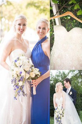 Robe de mariée naturel de col en cœur de princesse ligne a textile en tulle