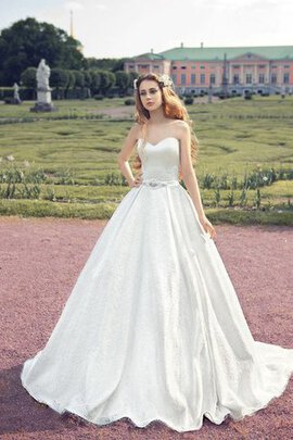 Robe de mariée longue naturel a-ligne avec perle avec sans manches