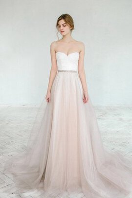 Robe de mariée luxueux manche nulle de traîne moyenne avec perle avec ruban