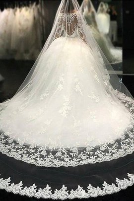Robe de mariée de mode de bal de traîne longue coupé en tulle decoration en fleur